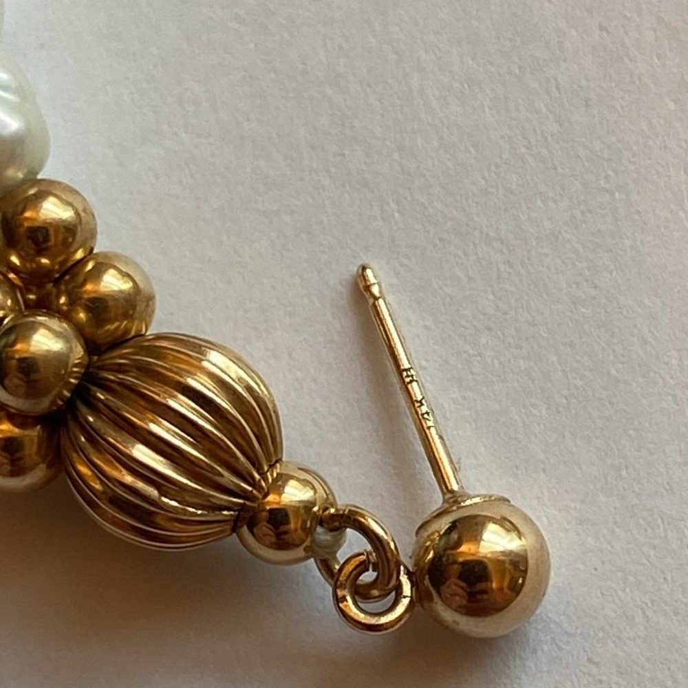 14K Mikimoto Pearl chandelier earrings - Picture 6 of 11